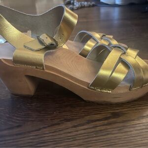 Gold Swedish Hasbeen heeled sandals